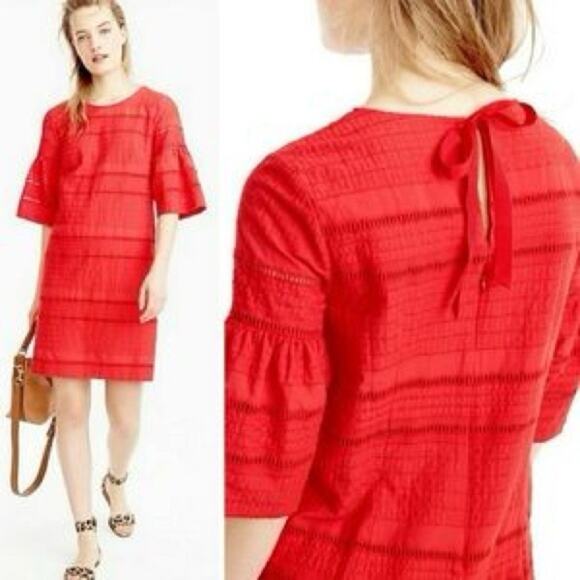 J. Crew Flutter Sleeve Eyelet Shift Dress Sz 14 NWT - Picture 1 of 10